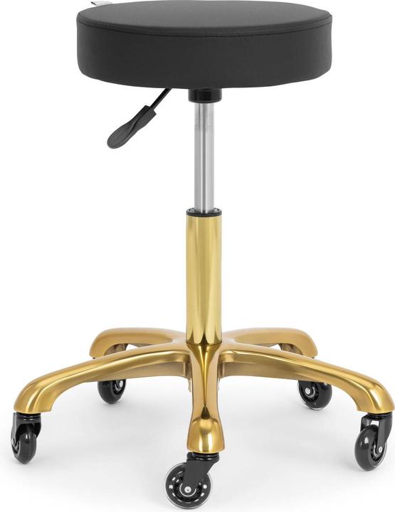 Produktbild Physa Rollhocker 54 - 72 cm 150 kg Schwarz / Gold höhenverstellbar 360° Arbeitshocker (54 - 72 cm)