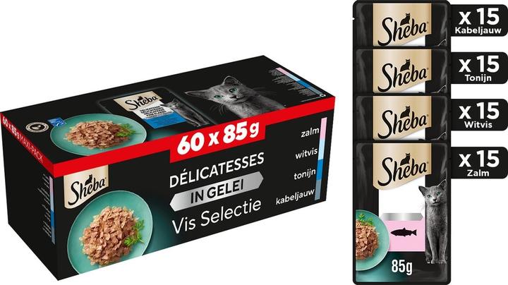 Actual product image Sheba Pouch Fish (Adult, 60 pcs., 5100 g)