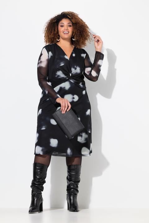 Image du produit Ulla Popken Robe en mesh à col en V et manches longues, avec fond de robe (62)