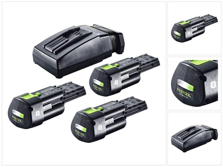 Festool Energie Set 3x BP 18 Li 3,0 Ergo I Akku 18 V 3,0 Ah / 3000 mAh Li-Ion ( 3x 577704 ) + TCL 6 (18 V)