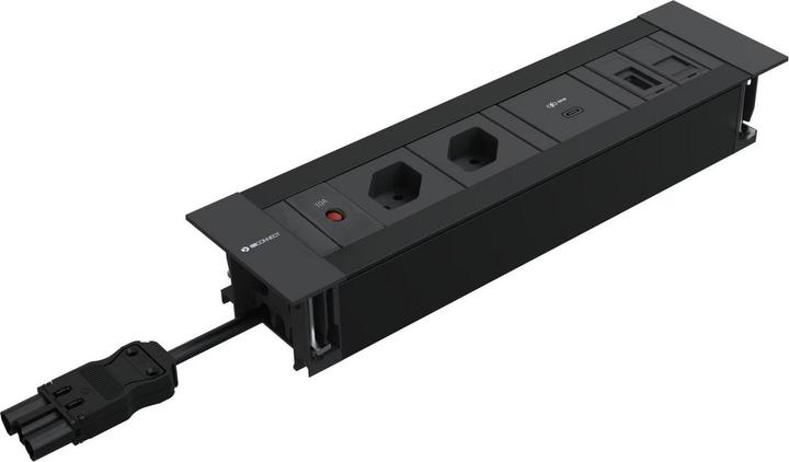 Actual product image IB Connect INTRO2.0 socket outlet in black 2x type 13 1x USB-C 60W 1x RJ45 1x HDMI (1x, HDMI, RJ45, Type 13, USB-C)