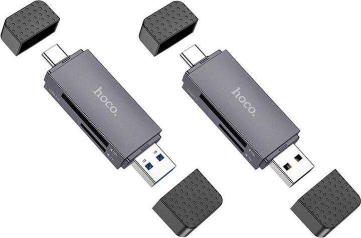 Actual product image Hoco Headphone with microphone Card reader SD / TF USB A / USB C 3.0 metal gray (USB 3.0, USB-C 3.0)