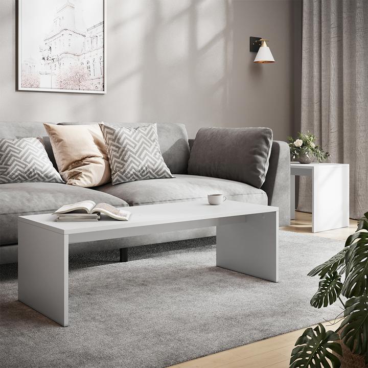 Actual product image Vicco Couchtisch-Set Donat, Weiss, 100 x 48 cm,2 Teile