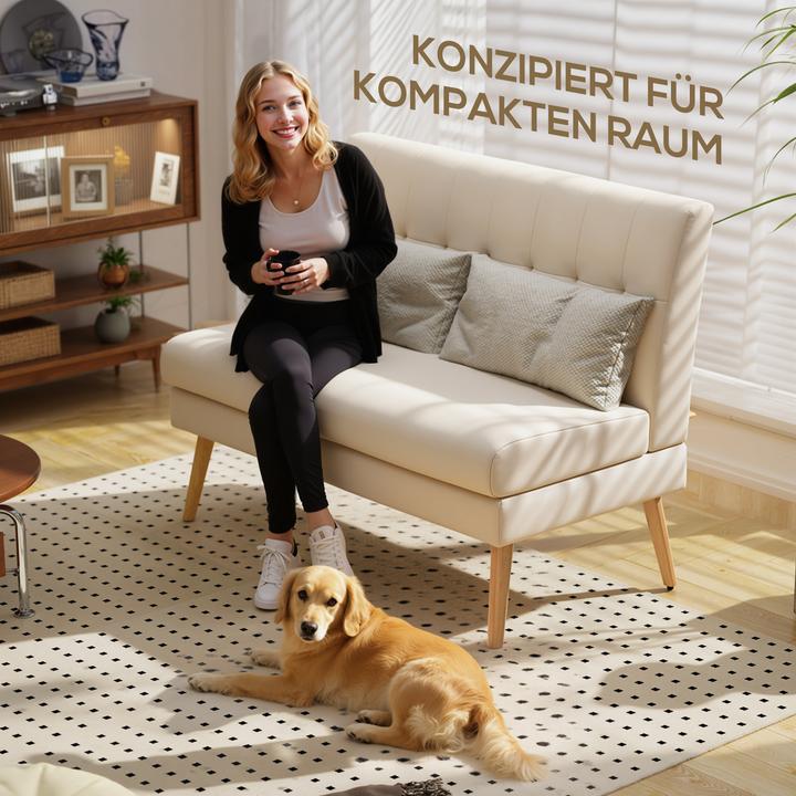 Produktbild Homcom Sofa Polyester, Kautschukholz Beige (2-Sitzer)