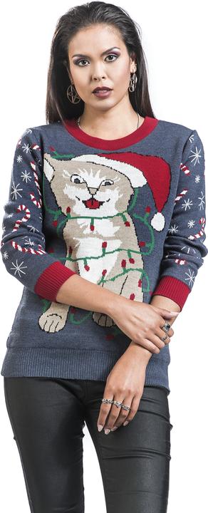 Image du produit Ugly Christmas Sweater Cat Wrapped In Lights (XXL)