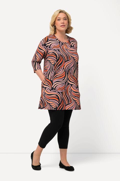 Actual product image Ulla Popken Moving Swirl Print Knit Pocket A-line Swing Tunic (68)