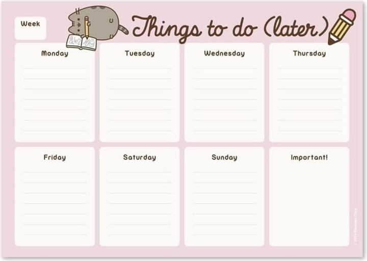Actual product image Pusheen - Weekly desk planner from the Rose collection, 54 sheets