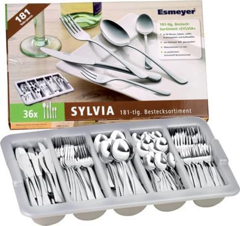 Produktbild Esmeyer Besteckkasten Silvia 18/0, Edelstahl, Silber/blau, 55 x 33 x 8.5 cm, 181 (181 Stück, Besteck Set)