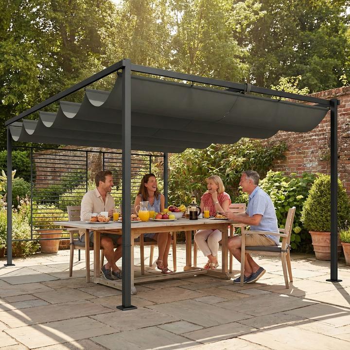 Immagine prodotto Outsunny Pergola Stahl, Polyester Dunkelgrau (387 cm, 297 cm)