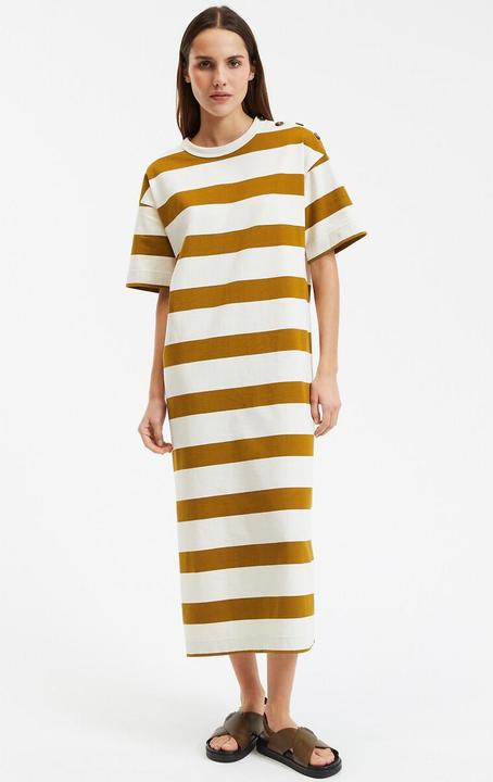 Produktbild La Redoute Collections Gestreiftes langes Kleid mit Schulterknöpfen und kurzen Ärmeln (XXL)