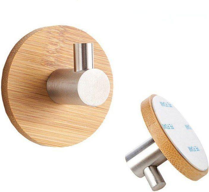 Actual product image JTI Self-adhesive hook made of bamboo and stainless steel