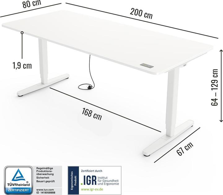 Produktbild Yaasa Desk Pro (200 x 80 cm)