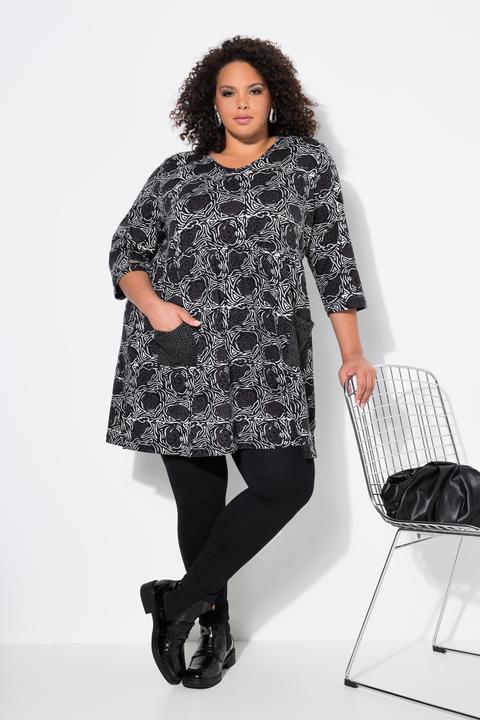 Produktbild Ulla Popken Longshirt, A-Linie, Blumendruck, 3/4-Ärmel (56)