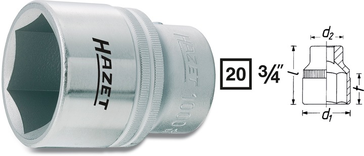 Image du produit HAZET Douille ∙ 6 pans 1000-42 ∙ Carré creux 20 mm (3/4 pouce) ∙ Profil à 6 pans extérieurs ∙ 42 mm… (42 mm)