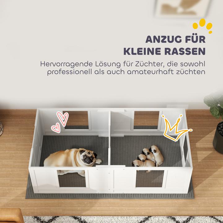 Immagine prodotto PawHut Wurfkiste für Welpen Kiefernholz, MDF Weiss (Cuccia per cani)