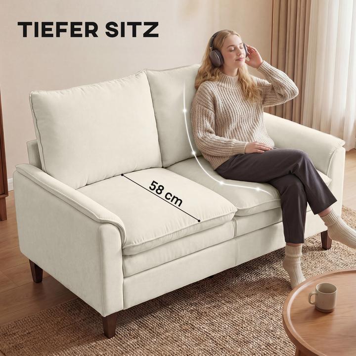 Produktbild Homcom Zweisitzer Sofa Chenille (100 % Polyester) Cremeweiss (2-Sitzer)