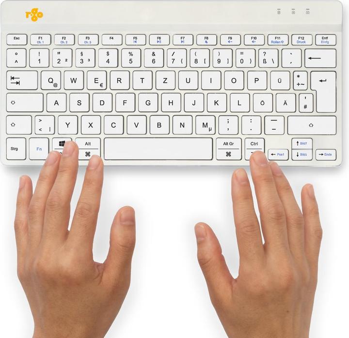 Image du produit R-Go Tools R-Go Compact Break Clavier ergonomique, QWERTZ (FR), bluetooth, blanc (DE, Sans fil)