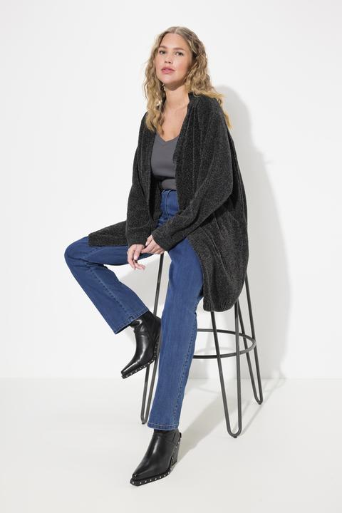 Produktbild Ulla Popken Chenille-Strickjacke, Oversized, V-Ausschnitt, offene Form (46, 48)