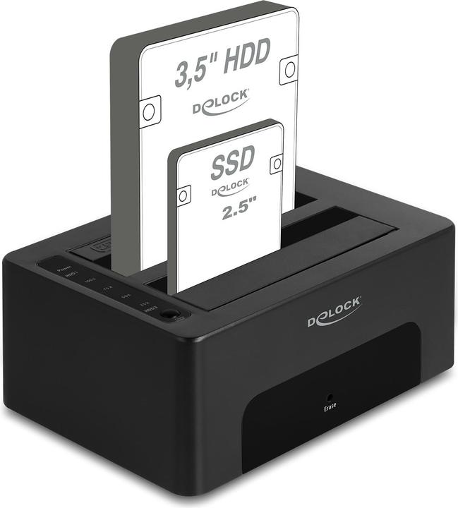 Actual product image Delock USB Dual Docking Station for 2 x SATA HDD / SSD with clone and erase function