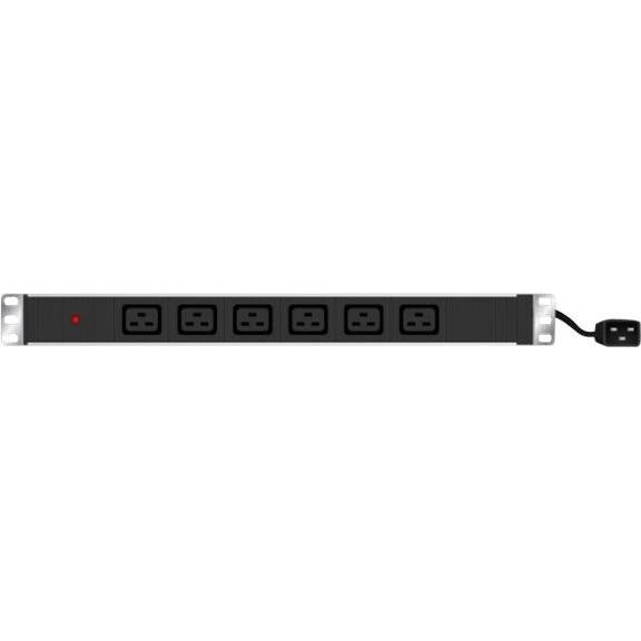 Exertis Connect 19" PDU 6 x IEC19 Buchse im Alugehäuse 1HE, 3 x 1,5mm Kabel 2,5m, RAL 9005 schwarz kosteneffiziente (808904)