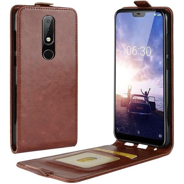 MU Classic Crazy Horse Leder Flipcase Series (Nokia 5.1 Plus), Smartphone Hülle, Braun