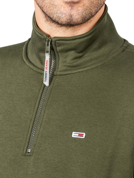 Immagine prodotto Tommy Hilfiger Tommy Jeans solido con zip Pullover girocollo oliva scuro (XXL)