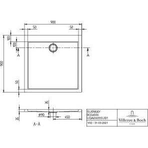 Thumbnail - Villeroy & Boch, Duschwanne, Duschwanne Subway 900 x 900 x 35 mm wei glatt UDA0935SUB1V