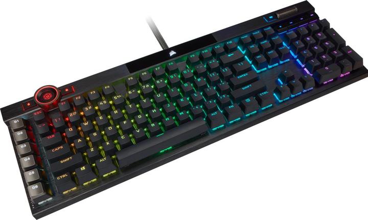 Actual product image Corsair K100 RGB, Full-size (100%), USB, Optomechanical key switch, QWERTY, RGB LED, Black (NL, Cable)