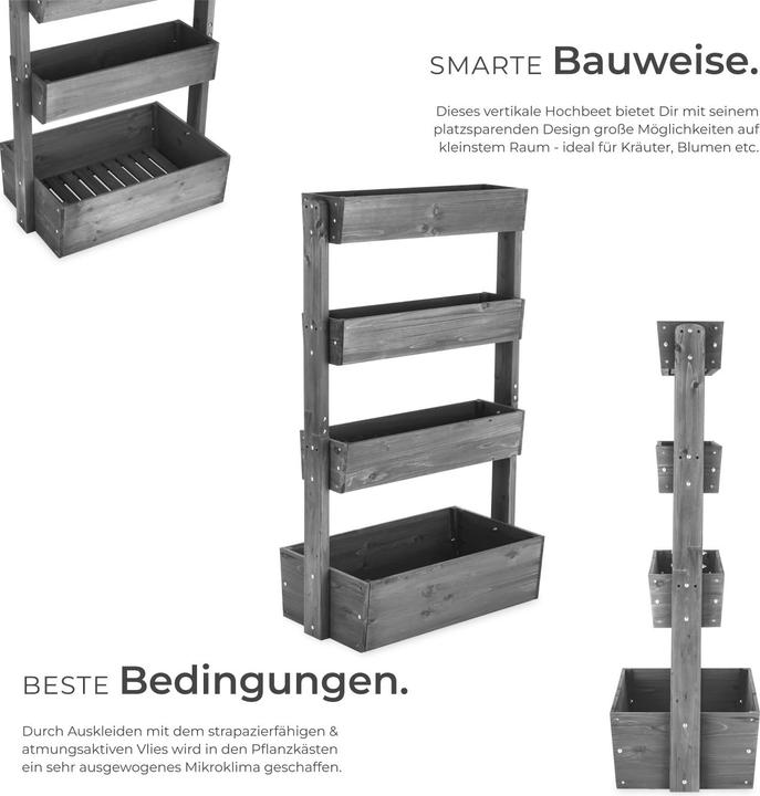 Immagine prodotto tectake Aiuola verticale Flora, legno verniciato, incluso tessuto non tessuto per piante