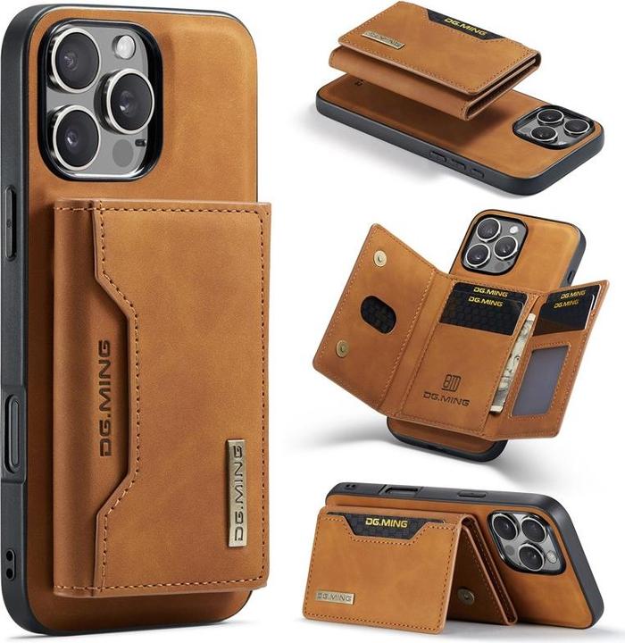 Produktbild Dg.Ming iPhone 15 Pro Max - Etui, Leder-Optik, Kartenfach & Magnetverschluss, Kamelbraun (Apple iPhone 15 Pro Max)