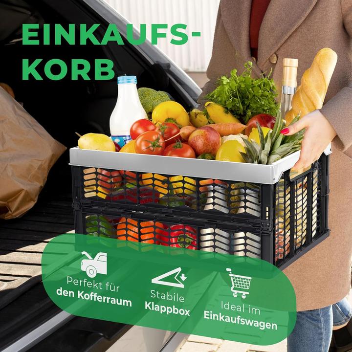 Actual product image Novaliv Folding boxes foldable sturdy 2x 30L grey black baskets shopping box folding boxes set carrying box