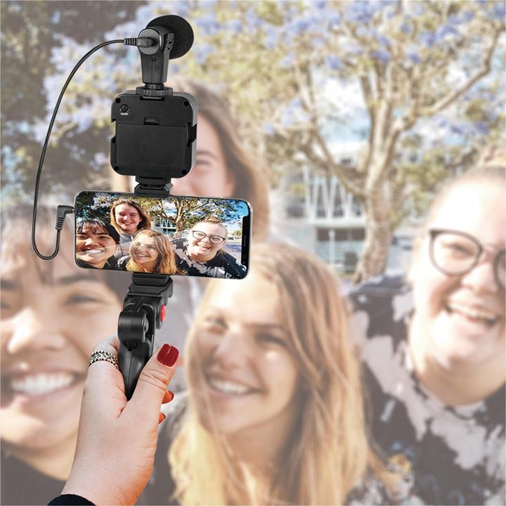 Image du produit LogiLink Kit vlogger avec lumière LED, microphone + trépied, pour smartphones 4,77