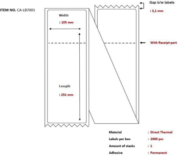 Actual product image Capture Ship-label 105 x 251mm
