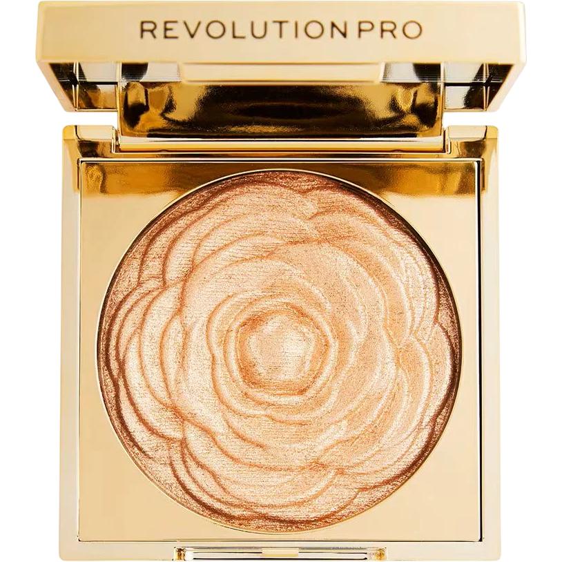 Makeup Revolution, Illuminante + Bronzer, Cipria Illuminante Pro Lustre con Blush e Highlighter Compatto (Rosa d'oro, Highlighter)