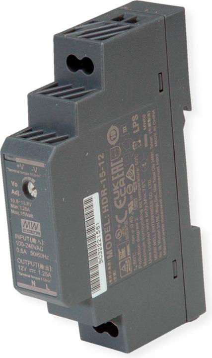 Produktbild MeanWell DR-15-12 Hutschienennetzteil 15W 12V DC (Netzteil)