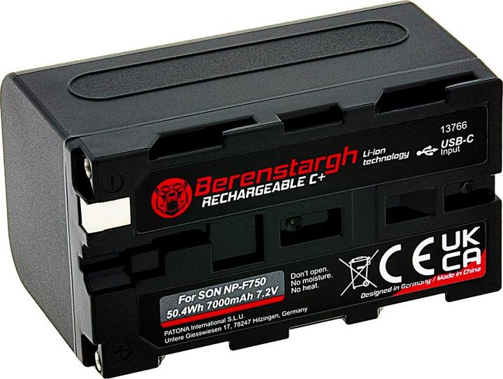Actual product image Berenstargh Sony NP-F750 7000mAh USB-C input battery (Camera battery)