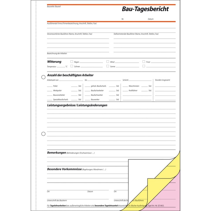 Produktbild Sigel Bautagebuch Papierformat: DIN A4 Anzahl der Blätter: 3 x 40 Bl. (40 x)
