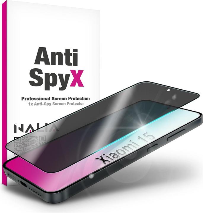 Nalia AntiSpyX - Privacy Schutzglas mit Blickschutz - Full Display Screen Protection 9H Tempered Glass (1 Stk., Xiaomi 15)