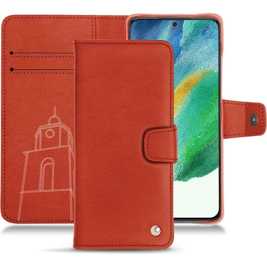 Noreve Lederschutzhülle Wallet (Samsung Galaxy S21 FE), Smartphone Hülle, Orange