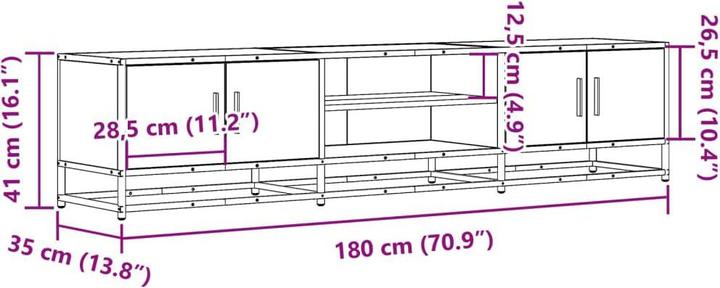 Image du produit VidaXL Armoire TV Lowboard Meuble TV Chêne Sonoma (180 x 35 x 41 cm)