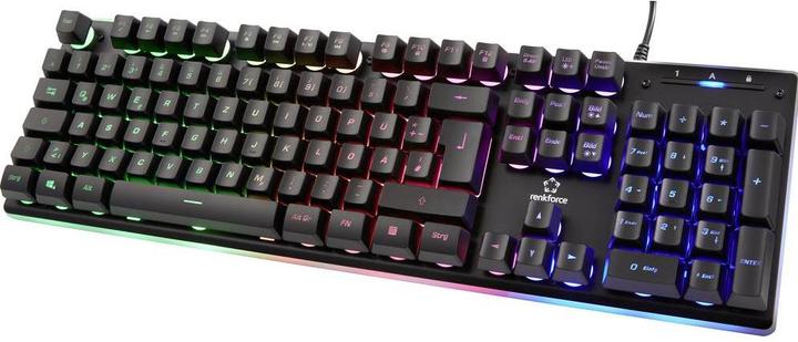 Actual product image Renkforce RF-GMK-150 USB Gaming Keyboard Backlit German, QWERTZ, Windows® Black (DE, Cable)