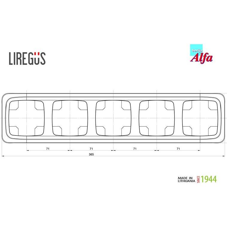 Thumbnail - Liregus, Zubehör Schalterprogramm, FRAME 5SEATS K14-135-05 WHITE