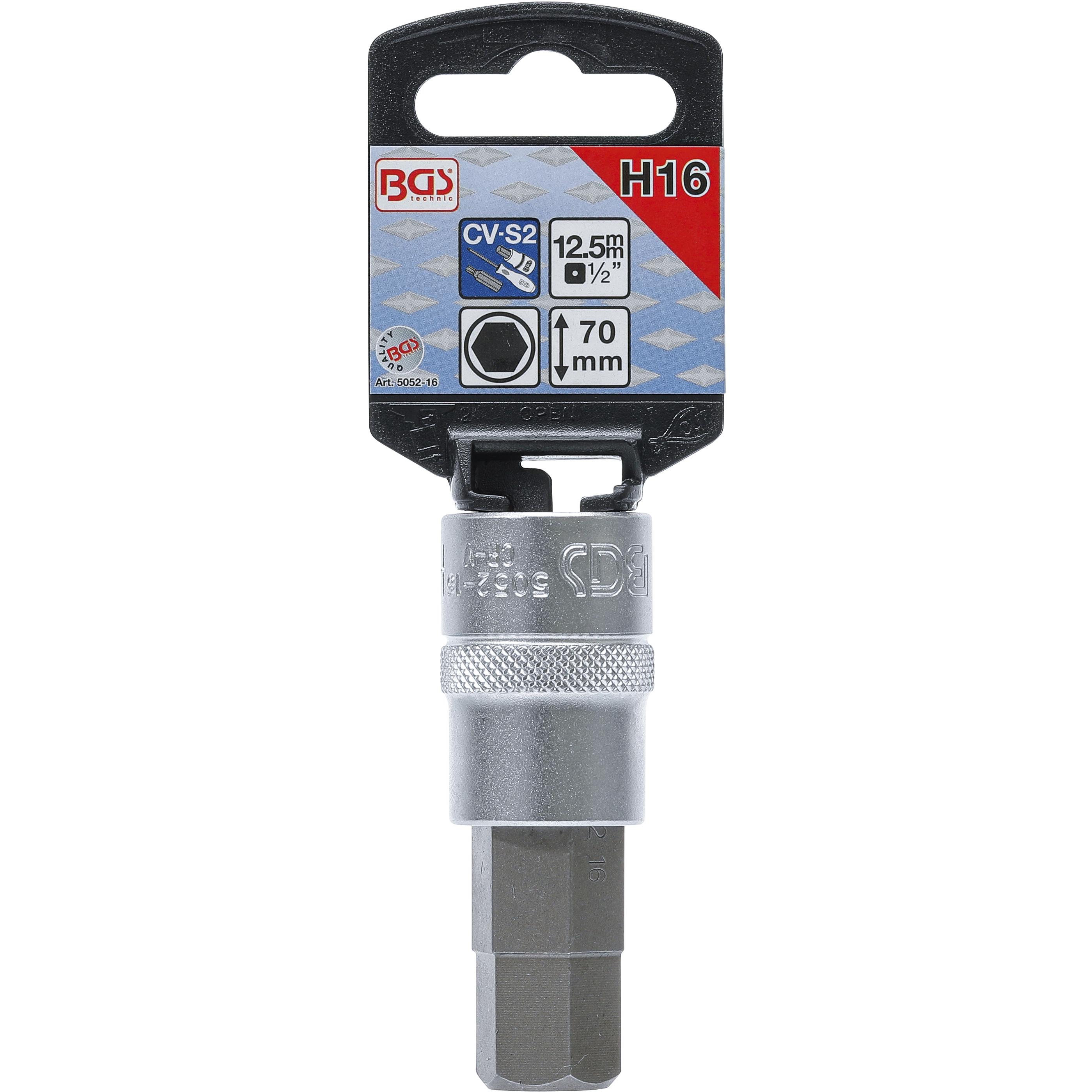 Thumbnail - BGS, Bits, Bit-Einsatz Antrieb Innenvierkant 12,5 mm (1/2") Innensechskant 16 mm (12,5 mm)