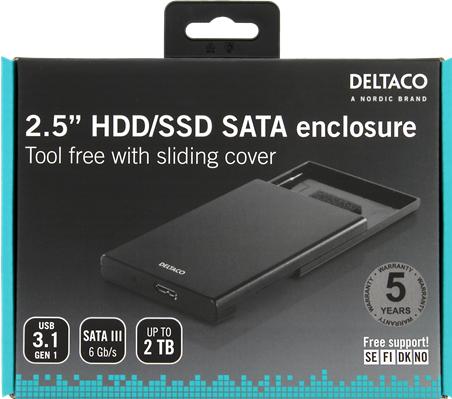 Actual product image Deltaco external hard drive enclosure, 2.5 "SATA HDD (2.5")