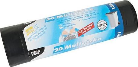 Starpak Mlls„cke LDPE, mit Zugband, 120 Liter, schwarz (20x, 120 l)