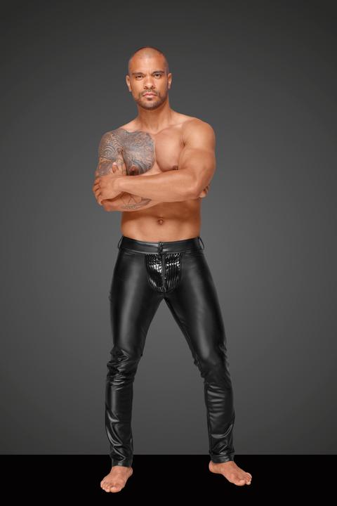 Productafbeelding Noir Handmade Wetlook broek met PVC plooien (M)