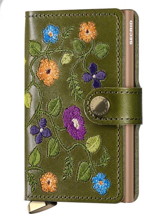 Actual product image Secrid Stitch Floral Miniwallet, olive
