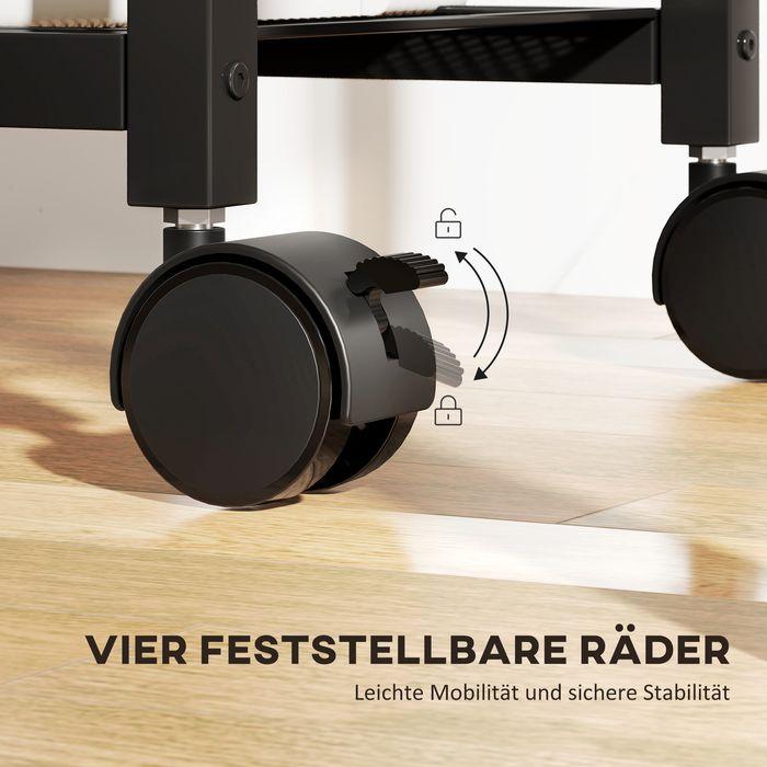 Image du produit Swisshandel24 Druckerständer Druckeregal mit Rollen, Steckdosen, USB- und USB-C-Anschlüsse bis 40 kg Rustikalbraun