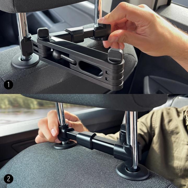 Actual product image Wozinsky Adjustable headrest holder for tablet or phone black