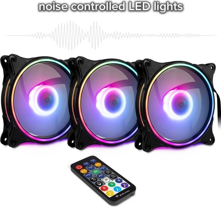 Actual product image Intertech Inter-Tech Fan 120*120*25 ARGUS RGB-FAN SET RS-08, 3X retail (120 mm, 3x)